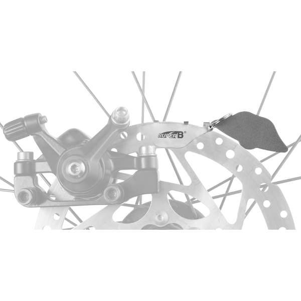 Super B brake alignment tool being used on a disc rotor on a white background