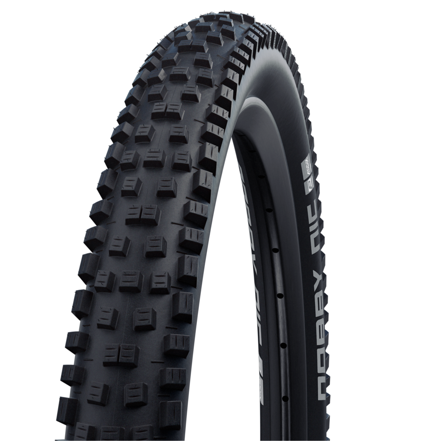 Black Schwalbe Nobby Nic Mountain Bike Tyre against a white background