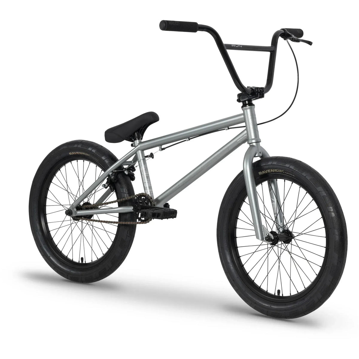 A silver BMX Bike on a white background