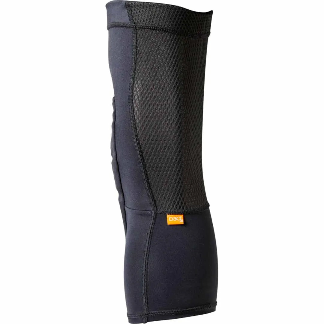 The back of a mountain bike knees sleeve on a white background