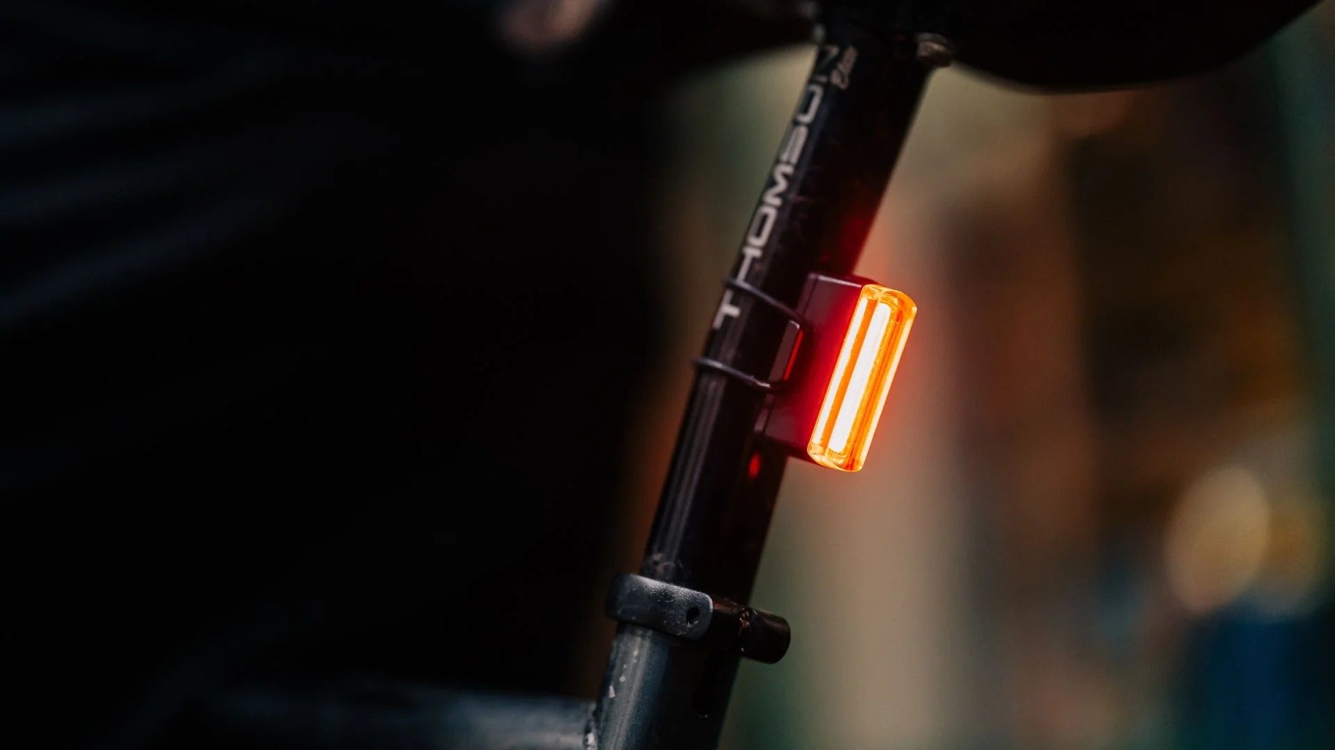 Bicycle tail light on a blurred background