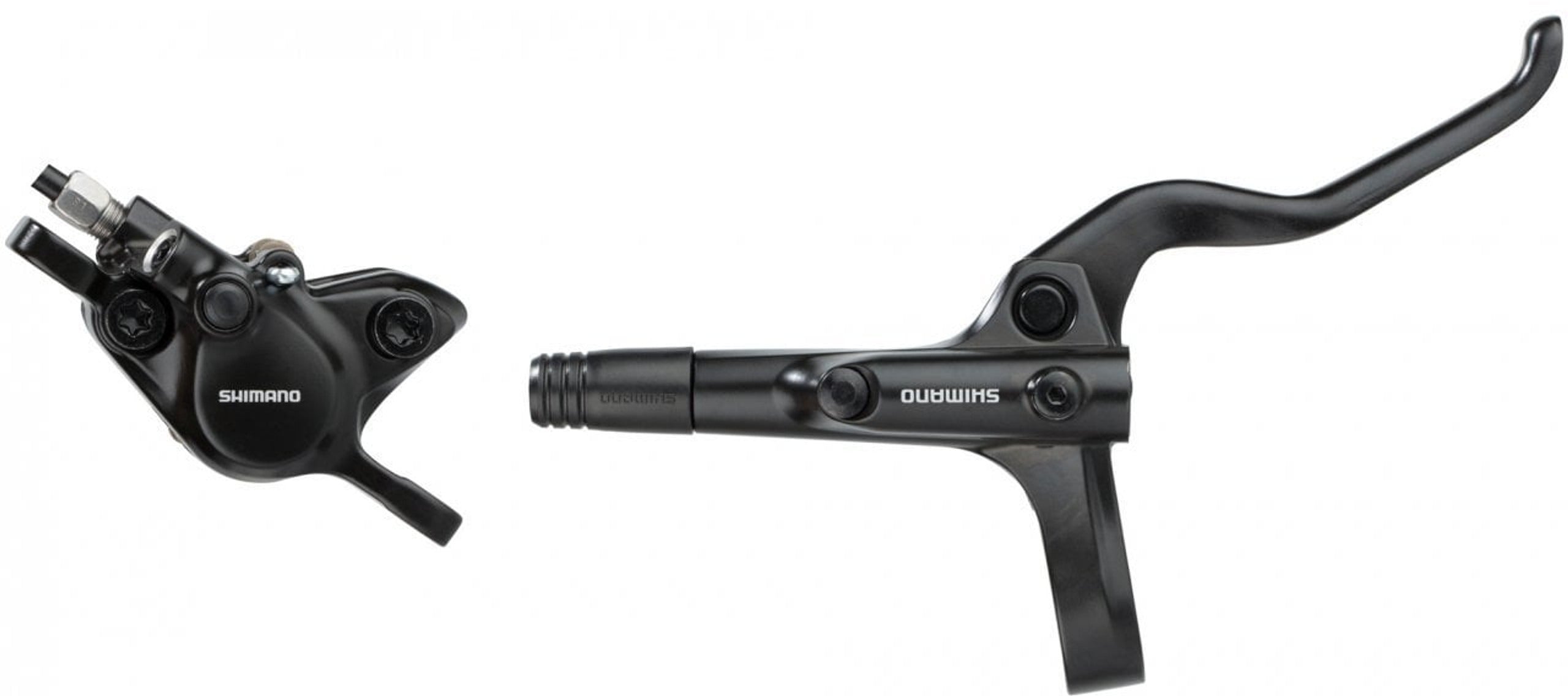 Shimano Bicycle brake lever and caliper on a white background