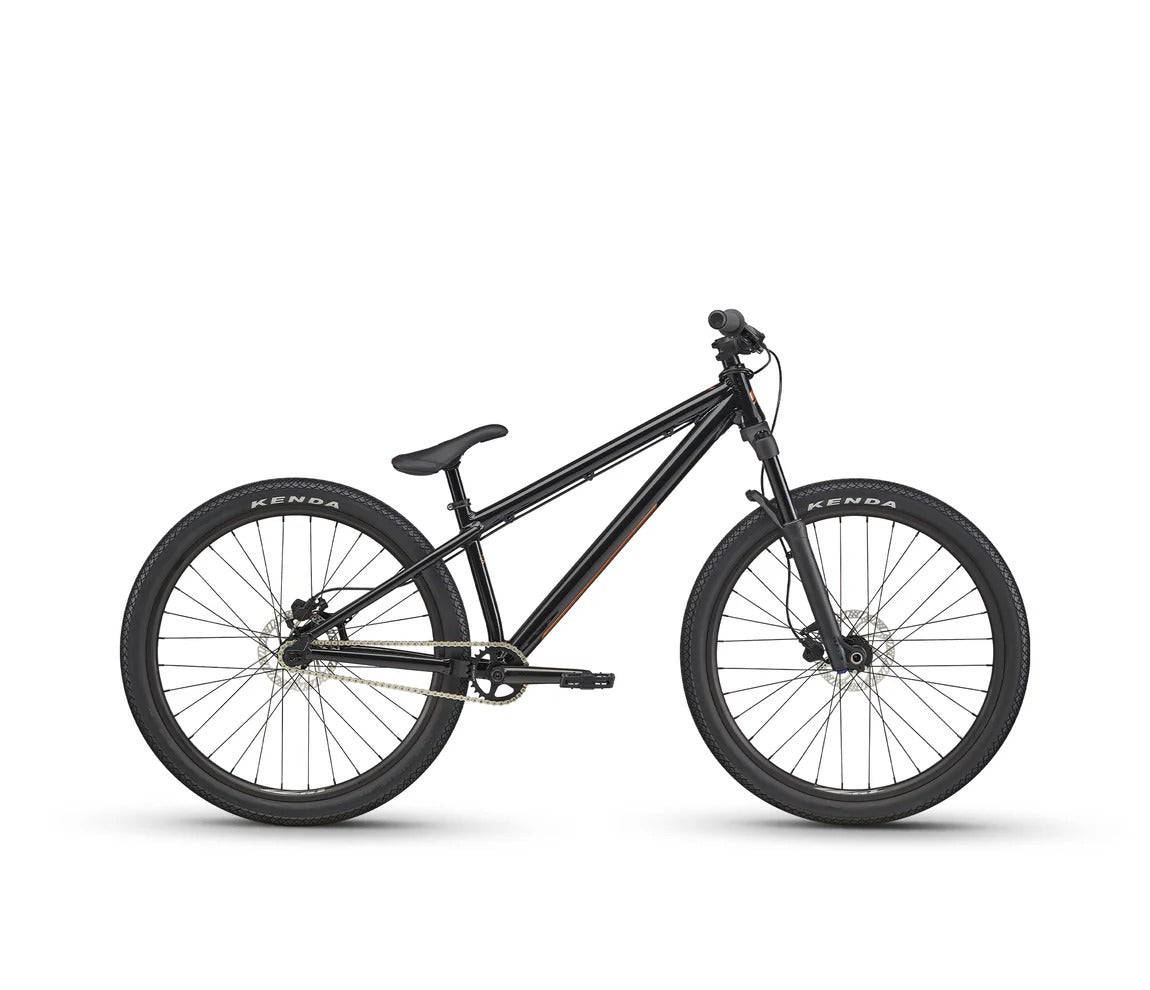 Black dirt jump bicycle on a white background