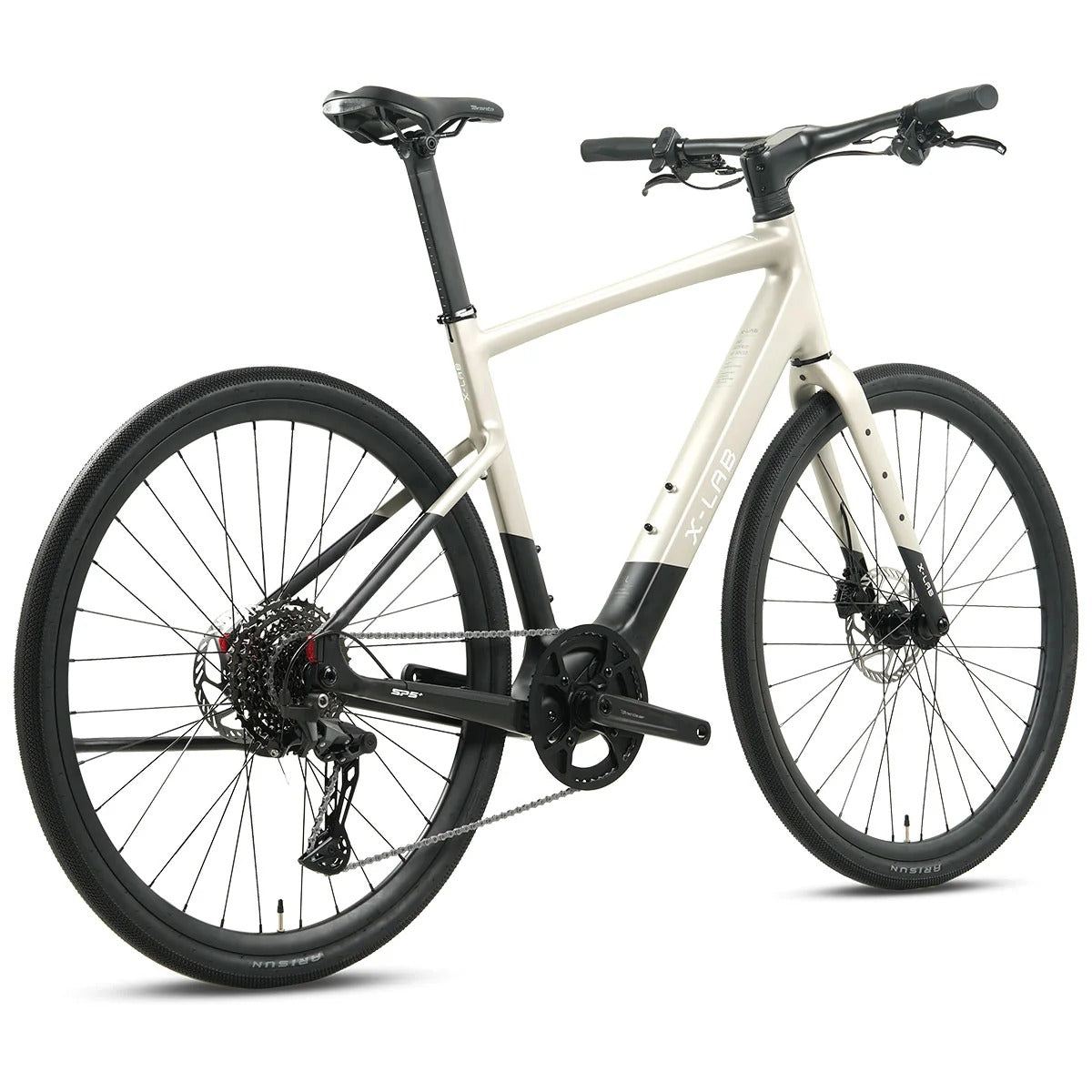 Beige X-Lab bicycle with black components on a white background