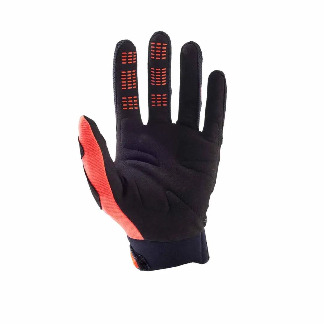 Black and orange mountain bike glove on a white background