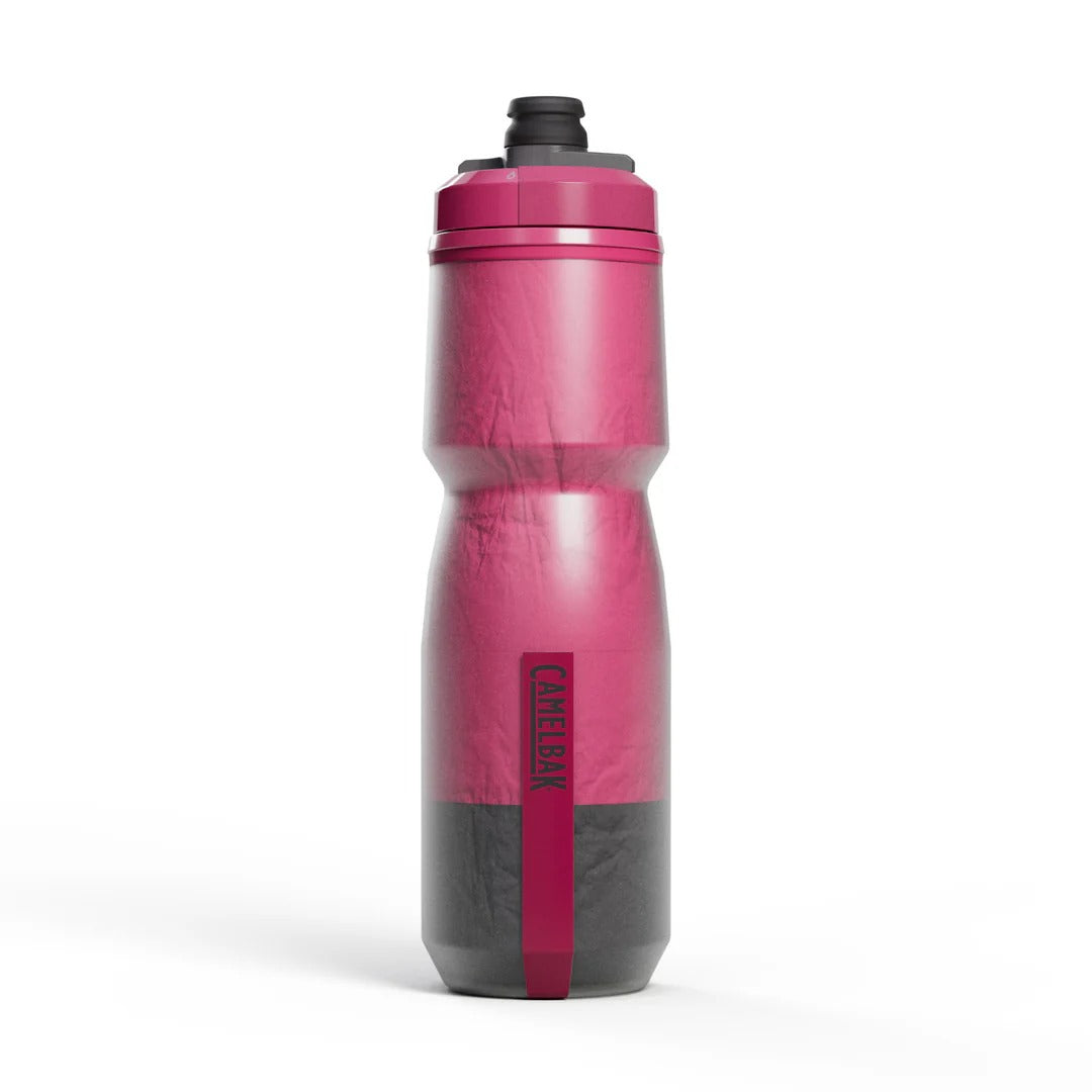 Pink and black Camelback Water Bottle on a white background