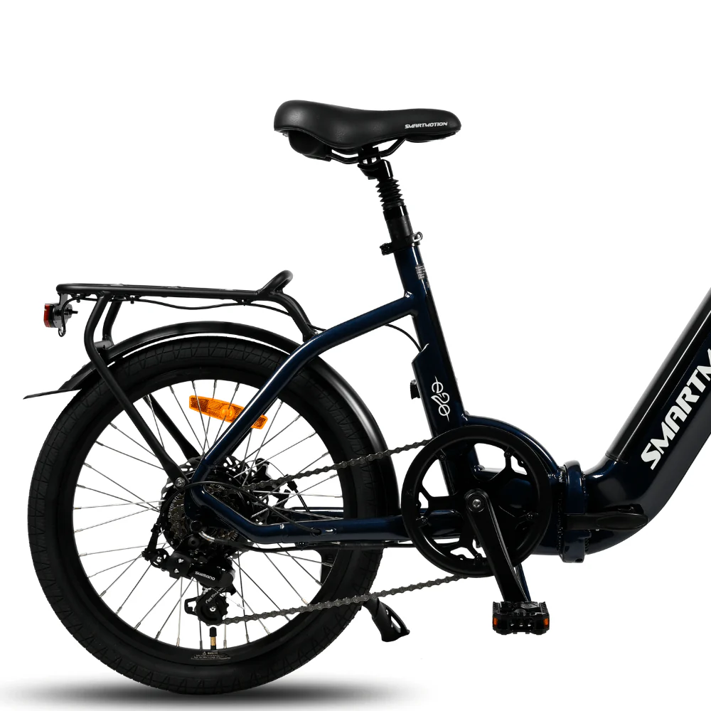 Black electric bike with 'SMARTMOTION' branding on a white background