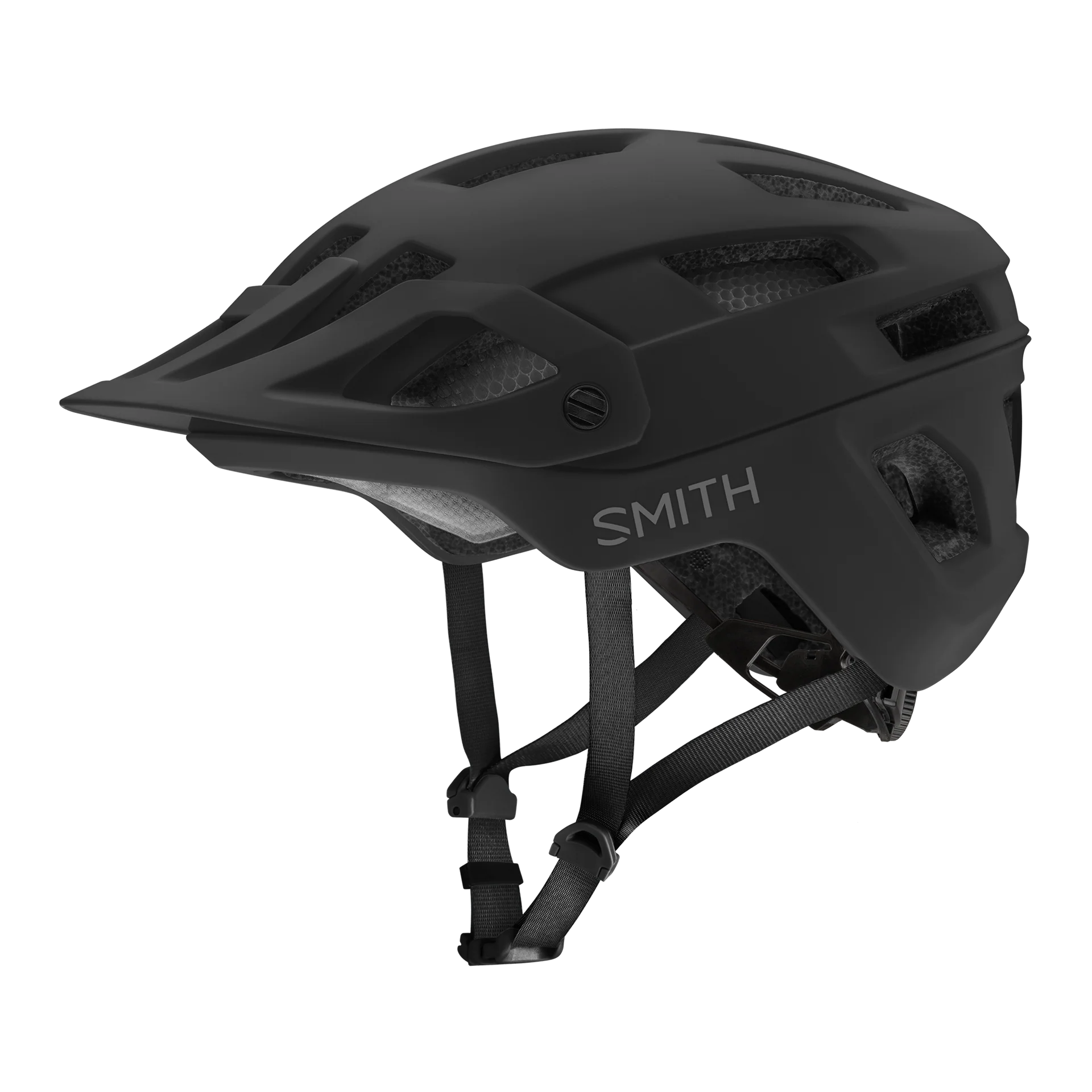 Black mountain bike helmet with 'Smith' branding on a white background
