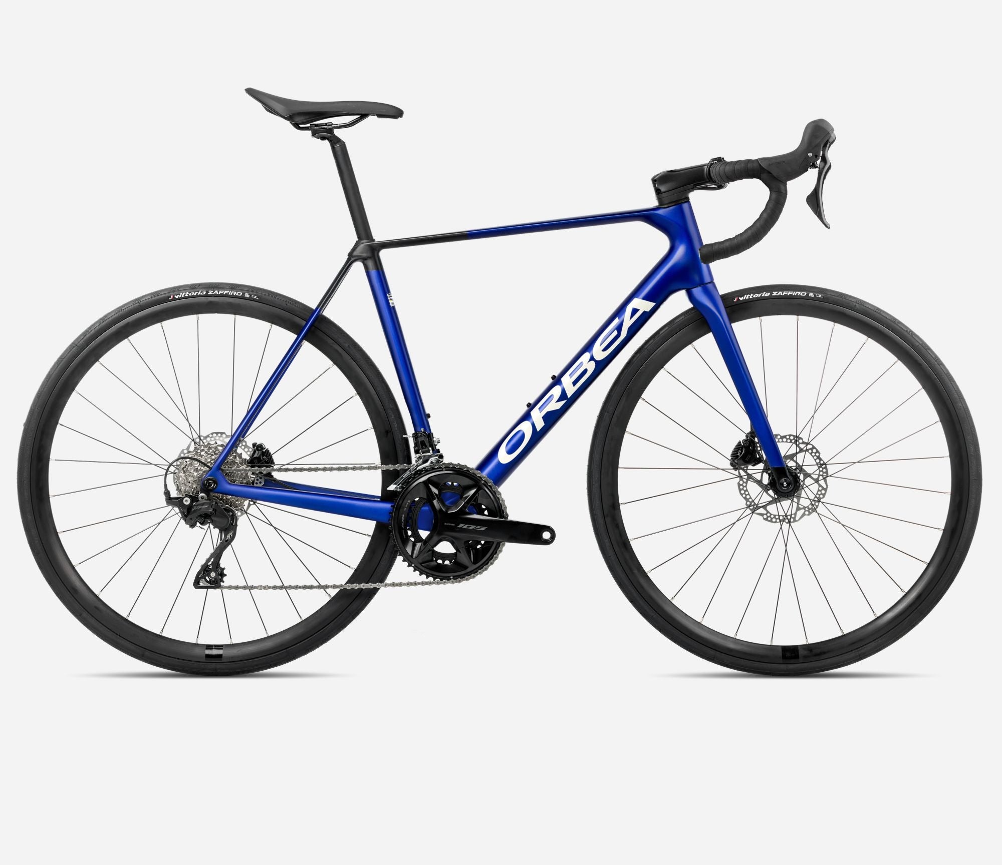 Blue Orbea Road Bike against a white background