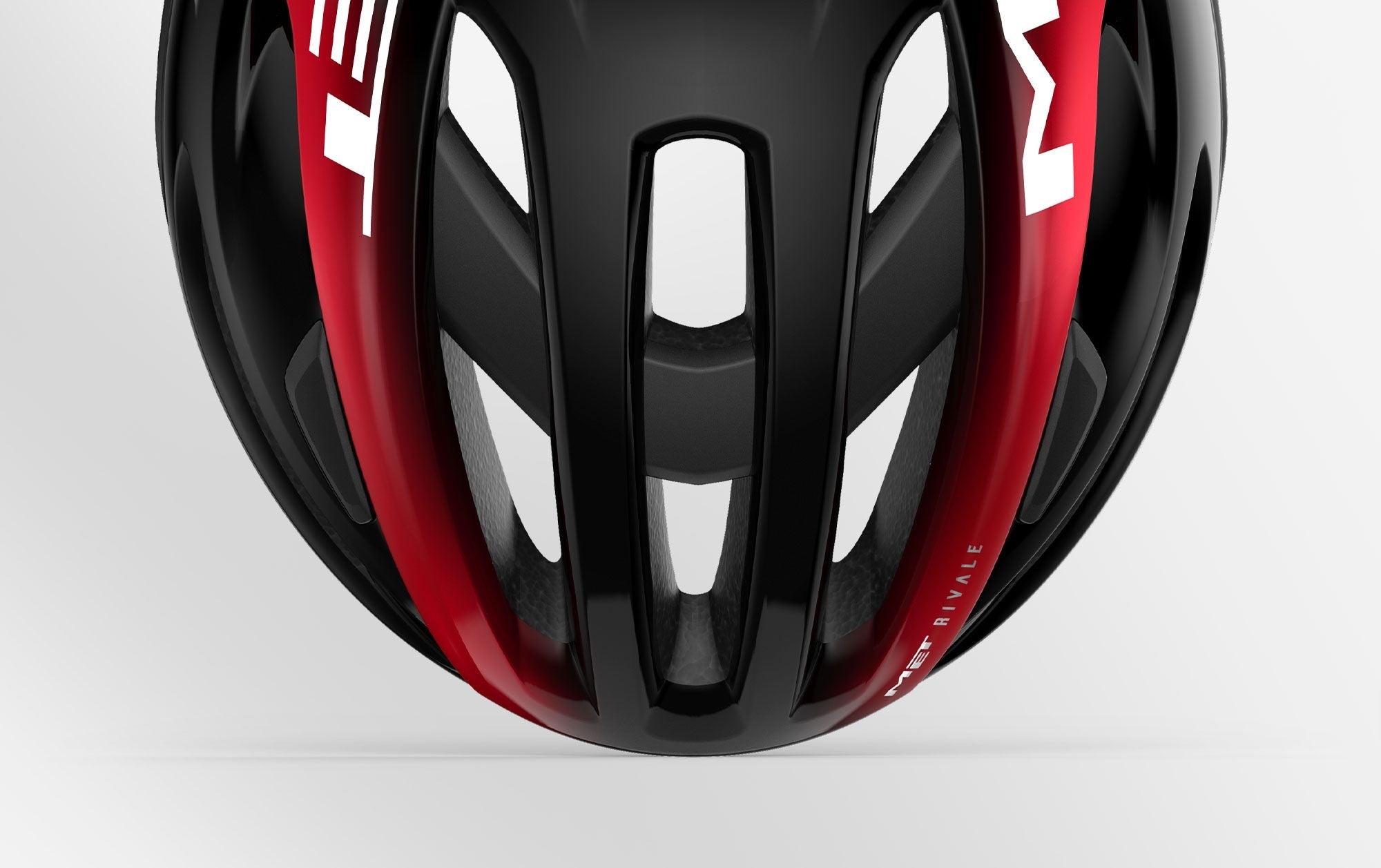 A birds eye view picture of the black and red Met Rivale II MIPS Road Helmet