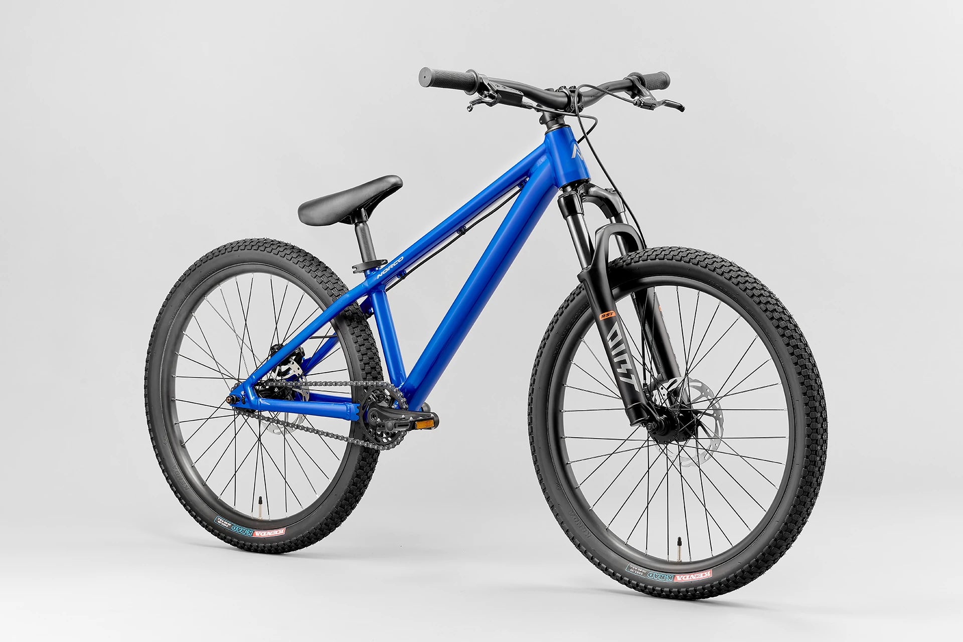 A picture of the blue Norco Rampage 24 Youth Dirt Jumper Bike