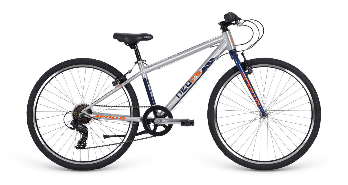 Neo 26" Boys 7 Speed 2021 BRUSHED ALLOY/NAVY BLUE/ORANGE