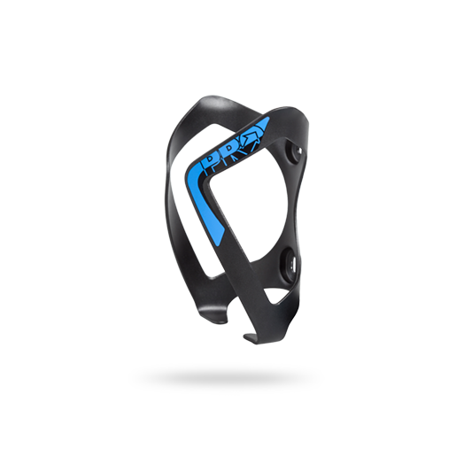 A picture of the black and blue Pro Alloy Bottle Cage