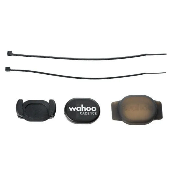 A picture of everything included with the Wahoo RPM Cadence Sensor 